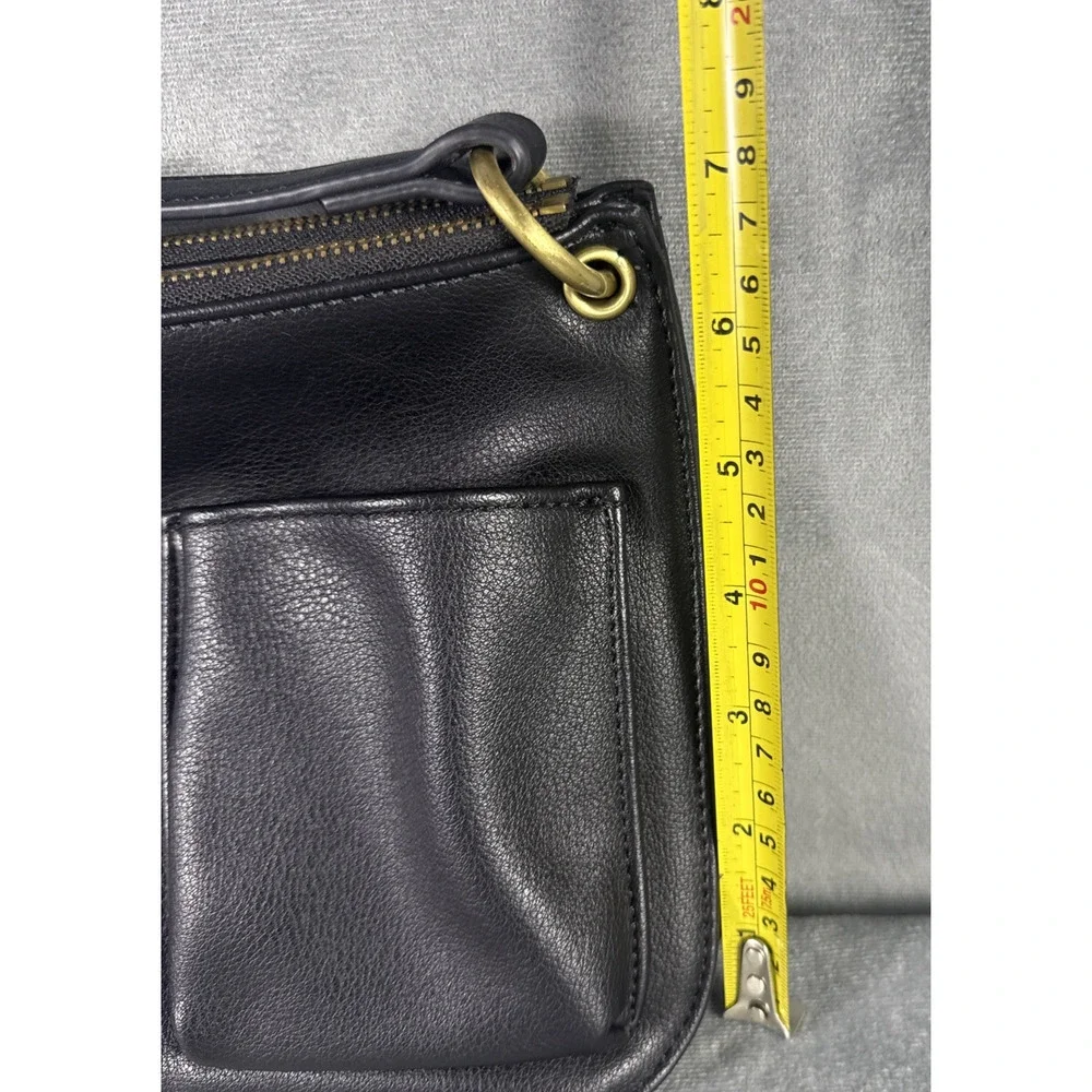 ANTHROPOLOGIE Vegan Black Leather Double Crossbody Bag